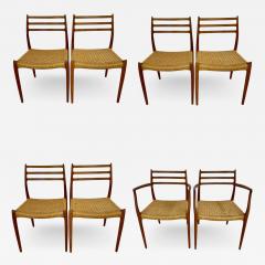 Set of 8 Mid Century Modern Dining Chairs Danish Niels Moller 1950s - 2883130