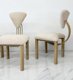 Set of 8 Post Modern Dining Chairs Powder Coated Tan and Ivory Boucle 1980s - 4406444