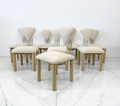 Set of 8 Post Modern Dining Chairs Powder Coated Tan and Ivory Boucle 1980s - 4406447
