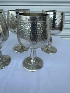 Set of 8 Pura Tin Hammered Goblets - 4306820