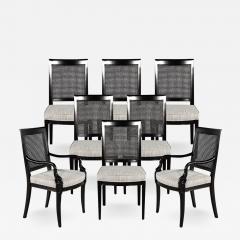 Set of 8 Regency Black Lacquered Cane Back Dining Chairs - 2995740