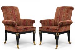 Set of 8 Russian Lacquered Bronze Mounted and Red Upholstered Dining Chairs - 4172670
