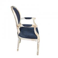 Set of 8 Swedish Louis XVI Style Blue Velvet Upholstered Dining Chairs - 4416271