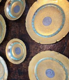 Set of 8 Vintage Bohemian 24kt Gold Platinum Incrusted Wall Plaques 3 Bowls - 4179269