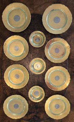 Set of 8 Vintage Bohemian 24kt Gold Platinum Incrusted Wall Plaques 3 Bowls - 4179271