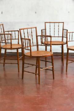 Set of 8 bamboo like wood armchairs England early 20th century  - 3707591