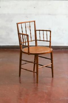 Set of 8 bamboo like wood armchairs England early 20th century  - 3707594