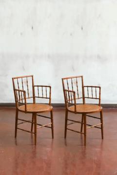 Set of 8 bamboo like wood armchairs England early 20th century  - 3707610