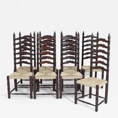 Set of 8 high back chairs 1950s  - 4540283