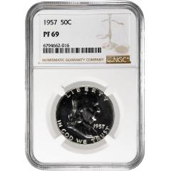Set of 9 1955 1963 50C Franklin Half Dollars NGC PF 69 - 4560115