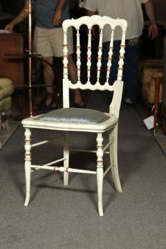 Set of 9 Spindle Back White Painted Decorated Gustavian Side or Dining Chairs - 3013040