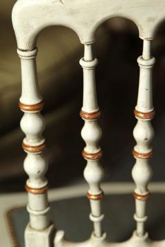 Set of 9 Spindle Back White Painted Decorated Gustavian Side or Dining Chairs - 3013042