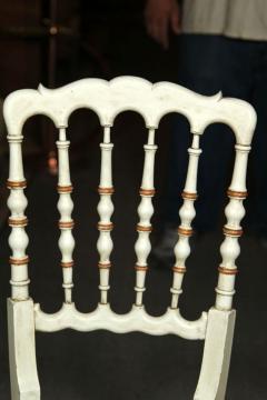 Set of 9 Spindle Back White Painted Decorated Gustavian Side or Dining Chairs - 3013044