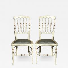 Set of 9 Spindle Back White Painted Decorated Gustavian Side or Dining Chairs - 3019337