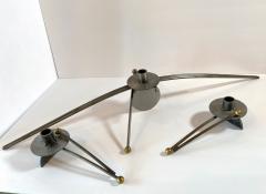 Set of American Modern Steel and Brass Candlesticks Girardini Design - 2321535