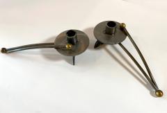 Set of American Modern Steel and Brass Candlesticks Girardini Design - 2321544