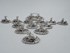 Set of American Sterling Silver Whippet Dog Place Card Menu Holders - 3750243