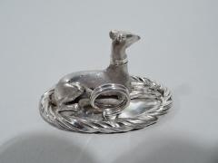Set of American Sterling Silver Whippet Dog Place Card Menu Holders - 3750244