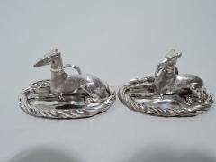 Set of American Sterling Silver Whippet Dog Place Card Menu Holders - 3750247