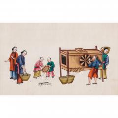 Set of Antique Chinese pith paintings depicting tea production - 3457300