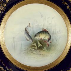 Set of Antique Coalport Porcelain Dinner Plates Depicting English Fish - 3318751
