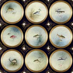 Set of Antique Coalport Porcelain Dinner Plates Depicting English Fish - 3318752