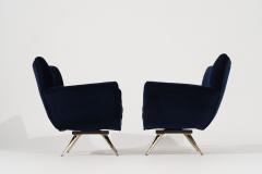 Set of Curvaceous Swivel Chairs on Brass Legs by Henry Glass - 3027926