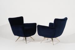 Set of Curvaceous Swivel Chairs on Brass Legs by Henry Glass - 3027927