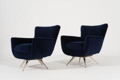 Set of Curvaceous Swivel Chairs on Brass Legs by Henry Glass - 3027931