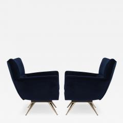 Set of Curvaceous Swivel Chairs on Brass Legs by Henry Glass - 3034567