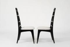 Set of Ebonized Ladder Back Chairs w Brass Accents C 1950s - 3824239