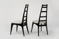 Set of Ebonized Ladder Back Chairs w Brass Accents C 1950s - 3824242