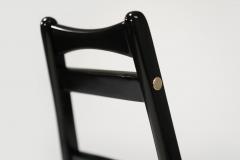 Set of Ebonized Ladder Back Chairs w Brass Accents C 1950s - 3824248