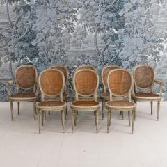 Set of Eight 19th c French Louis XVI Oval Back Cane Chairs in Original Paint - 4497812