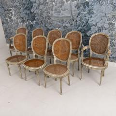 Set of Eight 19th c French Louis XVI Oval Back Cane Chairs in Original Paint - 4497814
