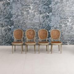 Set of Eight 19th c French Louis XVI Oval Back Cane Chairs in Original Paint - 4497815