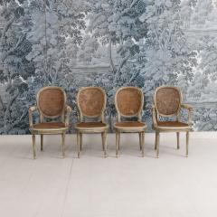 Set of Eight 19th c French Louis XVI Oval Back Cane Chairs in Original Paint - 4497816