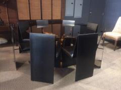 Set of Eight Anodized Steel Leather Dining Chairs - 319084