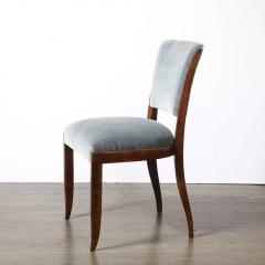 Set of Eight Art Deco Sculptural Walnut Dining Chairs in Plush Mohair Upholstery - 4719965