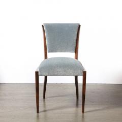 Set of Eight Art Deco Sculptural Walnut Dining Chairs in Plush Mohair Upholstery - 4719968