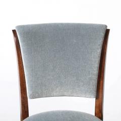 Set of Eight Art Deco Sculptural Walnut Dining Chairs in Plush Mohair Upholstery - 4719969