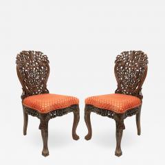 Set of Eight Asian Burmese Walnut Side Chairs - 1420497