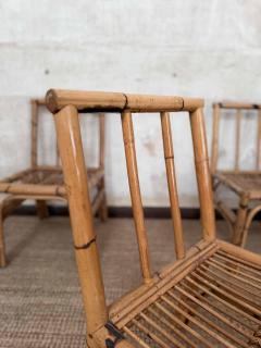 Set of Eight Bamboo and Wicker Chairs Italy 1970s - 4364806