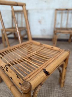 Set of Eight Bamboo and Wicker Chairs Italy 1970s - 4364807