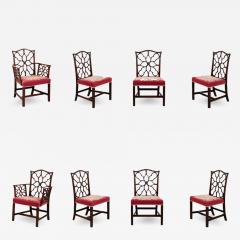 Set of Eight Chippendale Fretwork Dining Chairs - 2879518