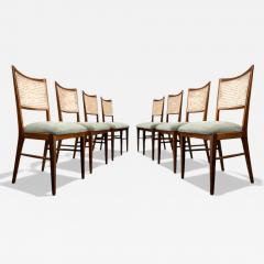 Set of Eight Dining Chairs in Caviuna Cane Sage Chenille 1960s Lot 221 876 - 4634537