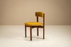 Set of Eight Dining Room Chairs in Newly Upholstered Ocher Fabric Italy 1970s - 4473657