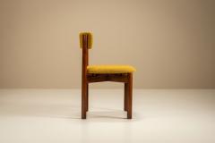 Set of Eight Dining Room Chairs in Newly Upholstered Ocher Fabric Italy 1970s - 4473658