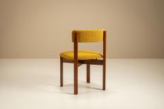 Set of Eight Dining Room Chairs in Newly Upholstered Ocher Fabric Italy 1970s - 4473671