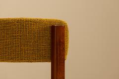 Set of Eight Dining Room Chairs in Newly Upholstered Ocher Fabric Italy 1970s - 4473673